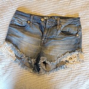 Mossimo denim cut-off shorts with lace detail